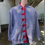 Vintage Joyce Navy Nautical Striped Jacket Medium Blue Size 10 Photo 1