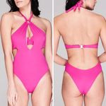 NEW L'Agent by Agent Provocateur Adrina halter cut out swimsuit, pink Pink Size L Photo 2