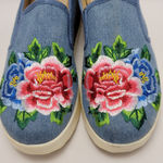 Blue Canvas Denim Floral Embroidered Slip Photo 7