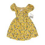 Bailey blue NWT Lemon Print Mini Dress Square Neck Puff Sleeve Smocked Fruit New Photo 2