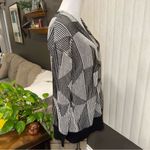 DKNY  Black Gray White Geometric Logo V-neck Cardigan Small EUC Photo 2