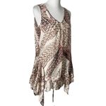 LOGO By Lori Goldstein  Ruffle Hem Top‎ Womens S Sheer Flowy Sleeveless BOHO Photo 7