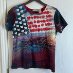 Jennifer Scott American Flag 4th Freedom Holiday Short Sleeve Shirt Women's SZ S Photo 0