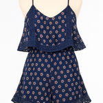Abercrombie & Fitch Abercrombie &‎ Fitch Navy Floral Romper Womens M Boho Festival Lace Trim Photo 0