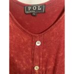 POL Burgundy Red Acid Wash Embroidered Lace Trimmed Babydoll Top L Adjustable Photo 2