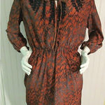 HAZEL DRESS RUST/NAVY/GRAY FRINGE ACCENT SIZE LARGE Orange Photo 0