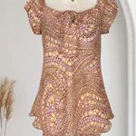 Early 2000s Orange Pink Floral Flower Babydoll Milkmaid Cottagecore Blouse Top L Size L Photo 0