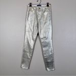 J Brand  Gold Messaline Coated Skinny Jeans Womens 26 Holiday Sparkle Denim Photo 12