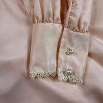 Vintage Christian Dior Pink Satin Pearl Button Lace Collar Gown Stain Size M Photo 1