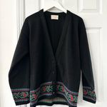 Pendleton  Black Virgin Wool Holiday Christmas Scroll Button Cardigan Medium USA Photo 0