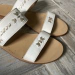 Jack Rogers  Women's  Two Band Leather Slides Slip On Flops Sandals White 7.5 Photo 2