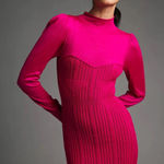 Anthropologie  Ribbed Sweater Bodycon Sweater Dress Pink, Mini/Mock Turtleneck S Photo 0