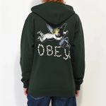 Obey Watering Can 3 Cherub Forest Green Zip Hoodie from Photo 2