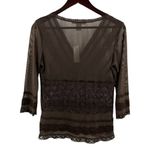 WD•NY WD NY Brown Sheer V Neck Long Sleeve Size Small New Photo 1