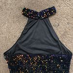 Amazon NWT Wdirara Medium Multicolored Sequin Sleeveless Backless Halter Mini Dress Photo 1