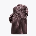 ZARA NWT  Voluminous Flower Strapless Mini Metallic Dress Crossover Strap Photo 11