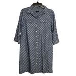 Talbots Polka Dot Chambray Button Down Shirt Dress Size 10P Coastal Denim Photo 2
