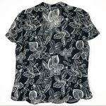 Rena Rowan  Floral Black/White Button Down Blouse Photo 2