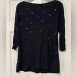 Old Navy Women’s  Black 3/4 Sleeve All Over Dot Sequins Holiday T-shirt Size XL Photo 1