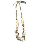Nicole Miller LONG GOLDTONE BEADED CHAIN ENAMEL STONE NECKLACE Photo 2