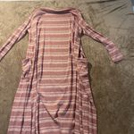 LuLaRoe NWT  Cardigan Womens Size Medium  Sarah Long Duster Pink Pockets Striped Photo 6