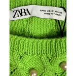 ZARA Rare Sleeveless Sweater Pearl Knit Stretch Cropped Tank Top S Green #3751 Photo 7