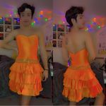 Hannah S Orange Strapless Ruffled Mini Dress Photo 0