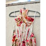 NWT Miss Circle Zarina Lace Floral Corset Satin Gown Maxi Dress Red Women's XS Photo 3