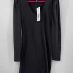 Bobi LOS ANGELES Dress Size Small Gray NWT Mini Long Sleeve Puff V-Neck Ribbed Photo 10