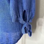 Talbots 100% Linen Split Crewneck Sleeves Tie Sweater Photo 5