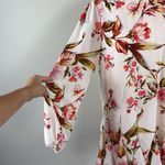 TINSEL Floral Print Pleated‎ Ruffle Hem High Neck Long sleeve Dress Size Medium Green Photo 8