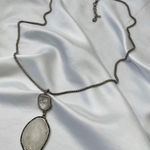 Lucky Brand Silver Organic Stone Large Double Pendant Long Necklace Photo 0