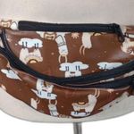 New Llama Design Novelty Brown COATED CANVAS Fanny Bag Crossbody 2 ZIP SECTIONS Photo 1