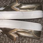 Vans  gold and cream leather slip on leather sneakers men 7.5 and woman 9 Photo 2