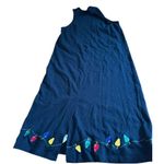 Westbound Christmas Lights Snowman Vintage Embroidered Maxi Dress L Photo 0