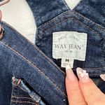 Wax Jean Denim jumper Dress MEDIUM Dark Blue Distressed Front Pocket Photo 6
