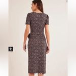 Boden Knot Front Short Sleeve Jersey Midi Dress Black Block Paisley Print Sz 4 Photo 2