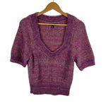 Steve Madden  Stephanie Sweater Large Purple Fuzzy Knit V-Neck Soft Comfy Stretch Photo 1