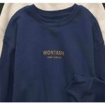 American Eagle AE Everyday Luxe Graphic Crew Neck Sweatshirt  Navy Small Photo 1