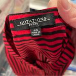 Notations Cute red black striped blouse roll sleeve pockets  petite small office Photo 3