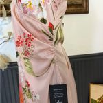 Lulus NWT  Remarkable Entrance Pink Floral Print Satin Midi Dress ~ Size M 🧡🍄 Photo 4