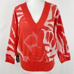 Callahan New Anthropologie Jacquard Knit V-Neck Sweater Tangerine Size Small Photo 6