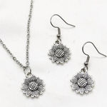 Silver Sunflower Jewelry Set Photo 0