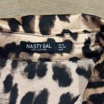 Nasty Gal  Leopard Print Silky Long Sleeve Button Down Top Size 8 Photo 2