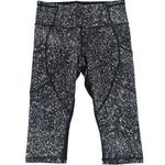 Lululemon Outrun Crop Legging Capri Pocket Black White Speckle Pattern Women's 8 Photo 0