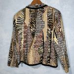 Vintage 80’s Giancarlo Ferrari Black Tan Animal Geometric Print Zip Up Jacket L Size L Photo 6