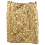 Jaclyn Smith  gold jacquard knee length 10 shiny office party work holiday vtg Photo 1