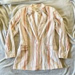 Rachel Zoe Striped Linen Oversized Summer Coastal Resort Blazer Jacket Photo 6