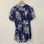Free People  Size S Blue Hawaii Washed Blue Floral Print‎ Short Sleeve Mini Dress Photo 3