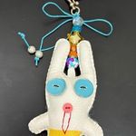 Adorable White Animal Plush Cushion Beaded FOB Bag Charm Photo 0